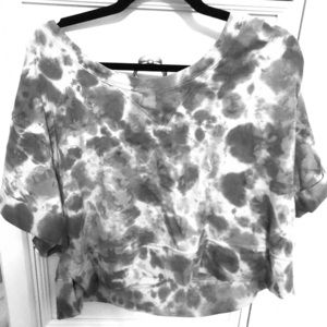 Tie dye short sleeve cropped off the shoulder top